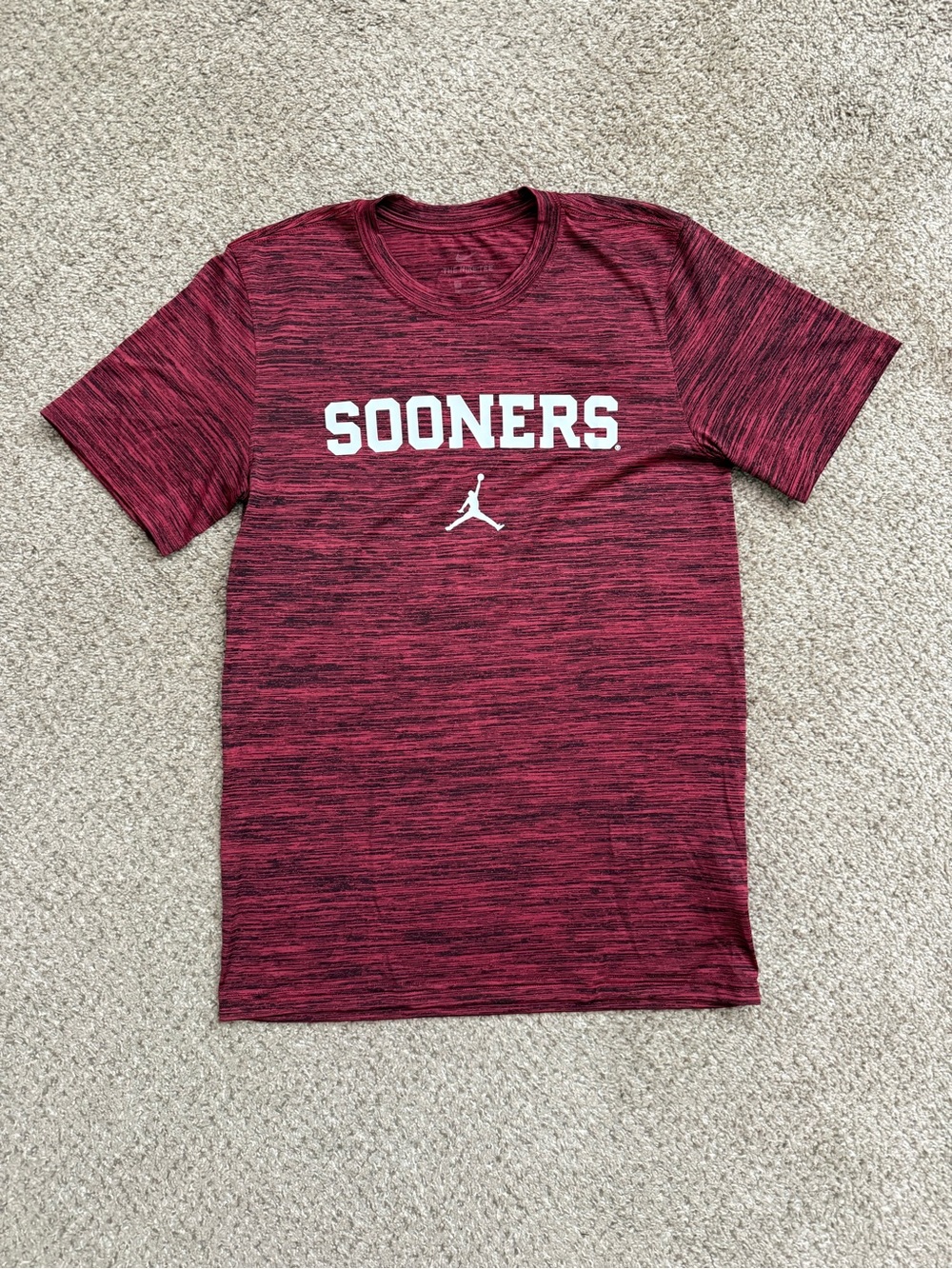 Nike Jordan Dri-Fit OU Heathered Crimson/Black Performance Tee Men’s Size Small